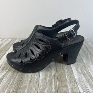 Dansko Sandals 40 Rowena Platform Slingback Boho 9.5/ 10 Black